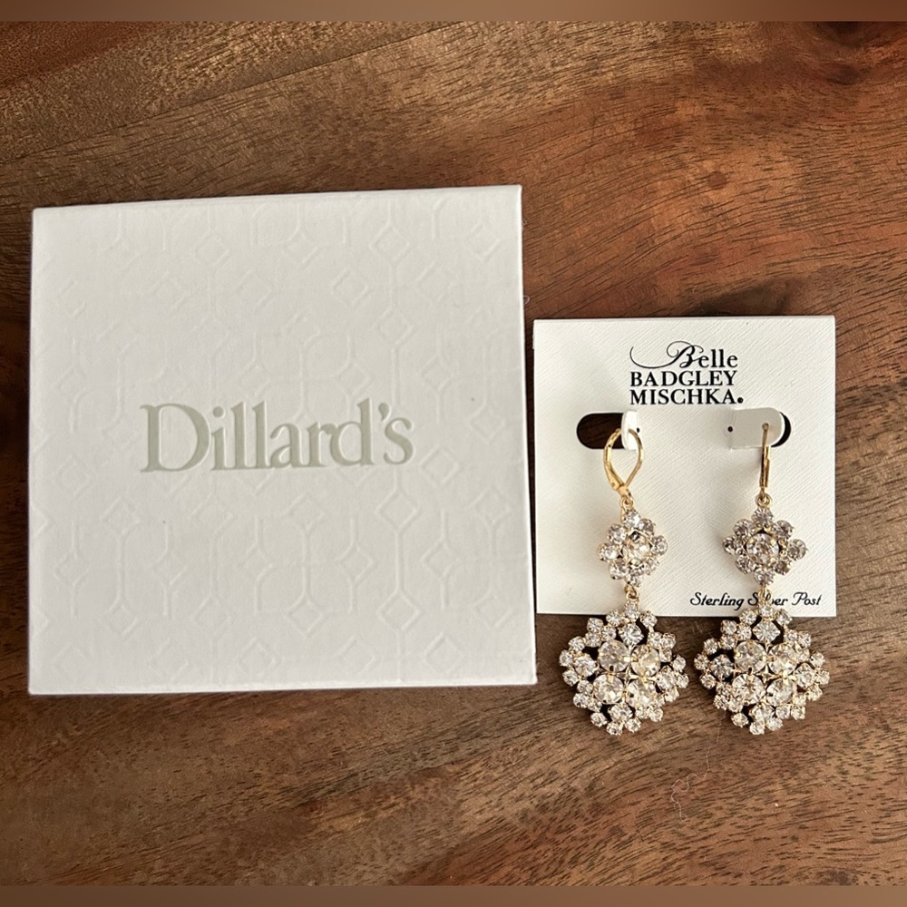 Sterling Silver, Gold Belle Badgley Mischka drop earrings